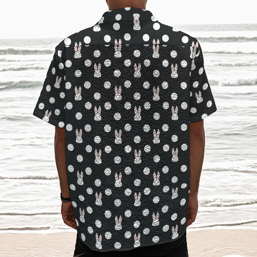 Polka Dot Rabbit Pattern Print Textured Short Sleeve Shirt