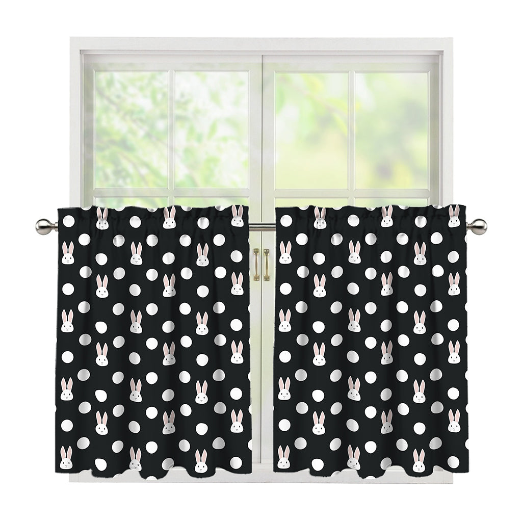 Polka Dot Rabbit Pattern Print Tier Curtains