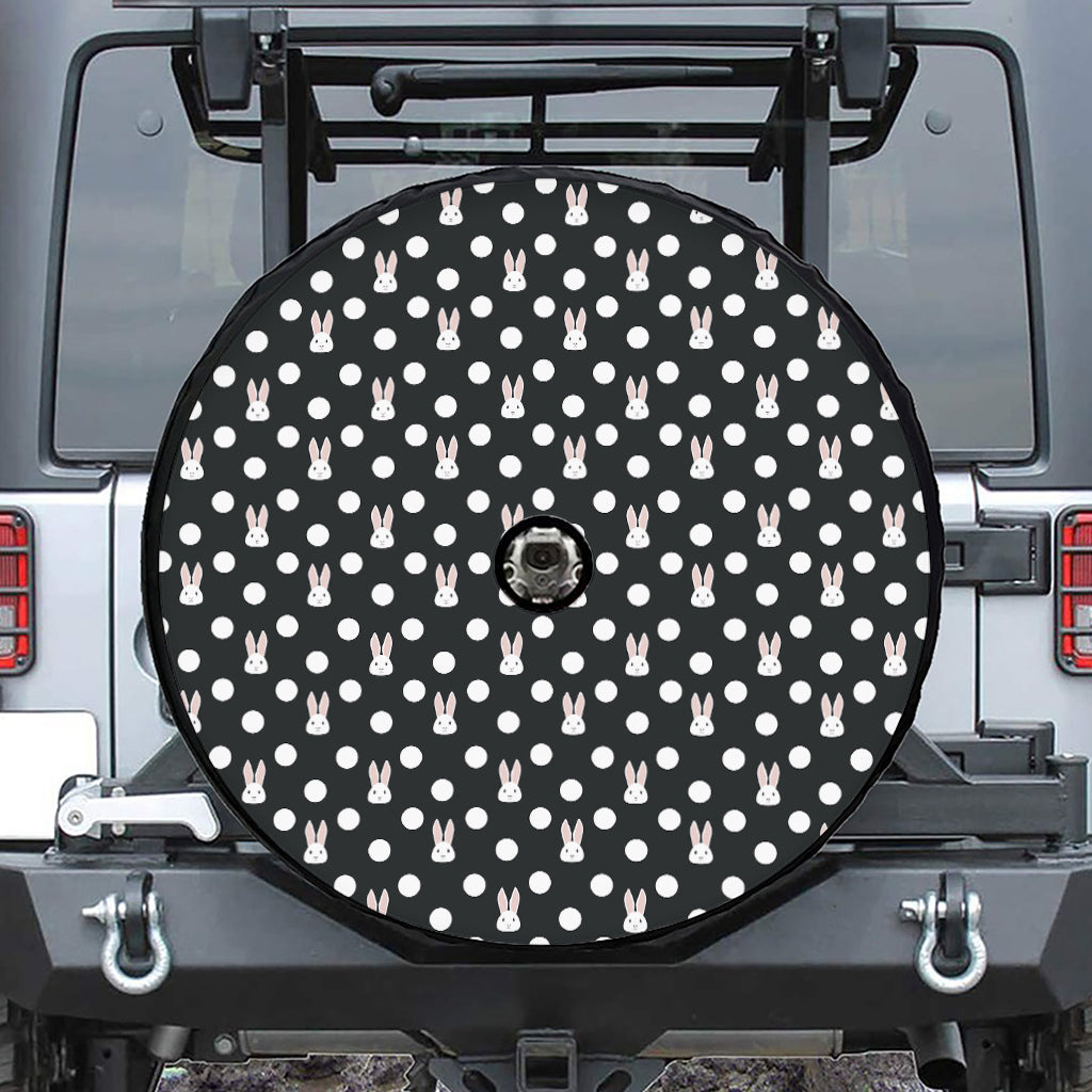 Polka Dot Rabbit Pattern Print Tire Cover With Camera Hole