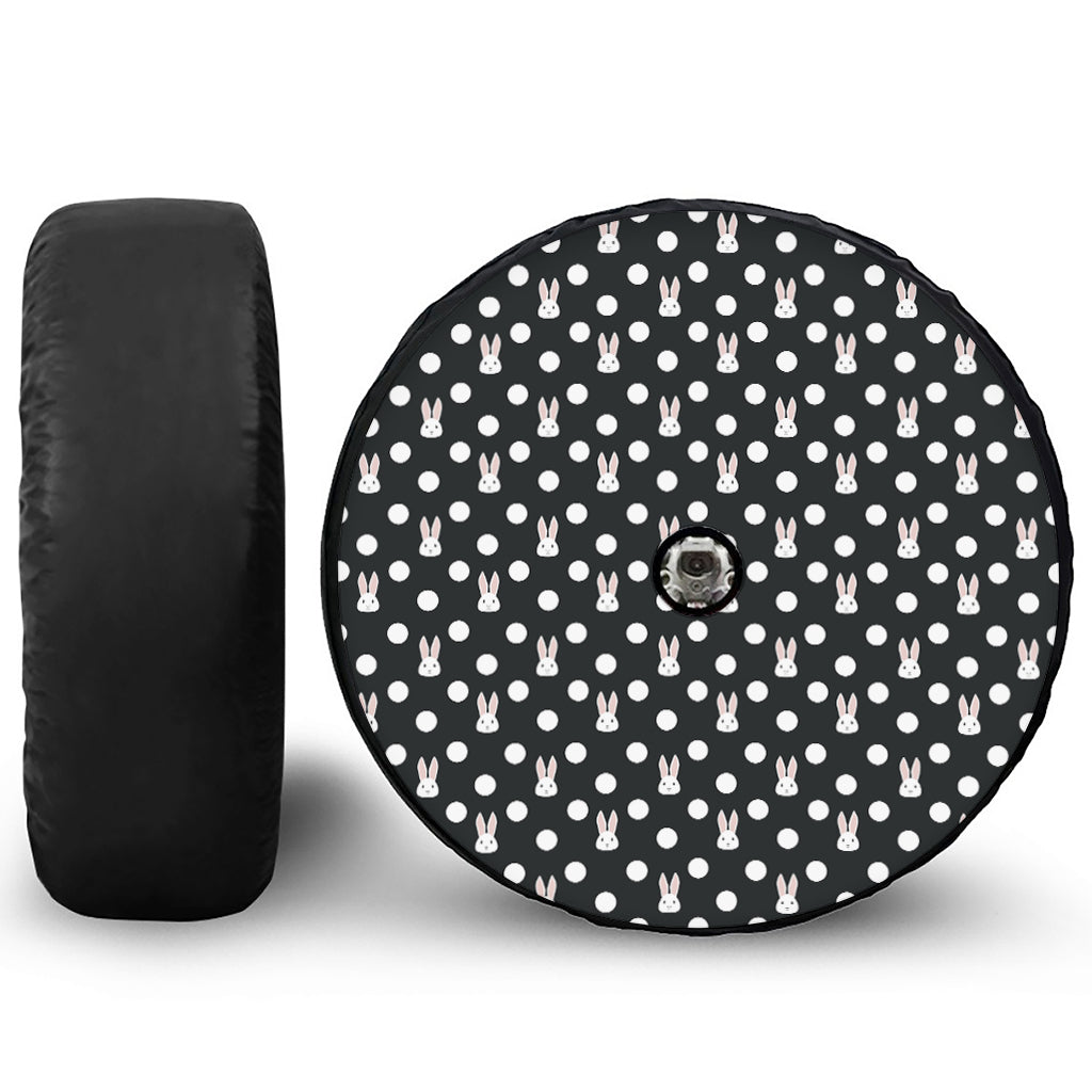 Polka Dot Rabbit Pattern Print Tire Cover With Camera Hole