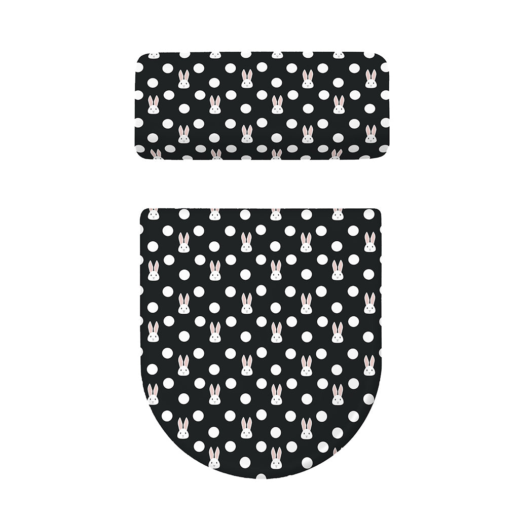 Polka Dot Rabbit Pattern Print Toilet Lid And Tank Cover Set