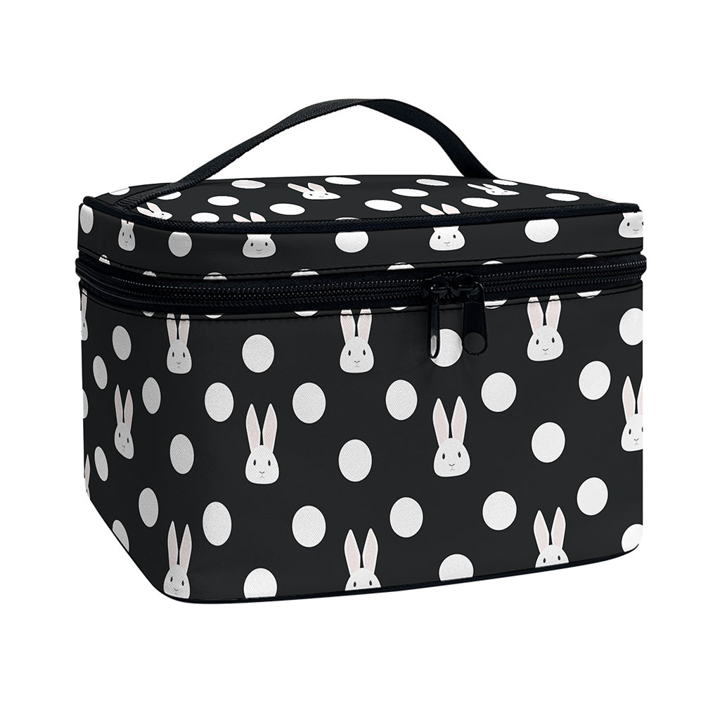 Polka Dot Rabbit Pattern Print Travel Makeup Bag