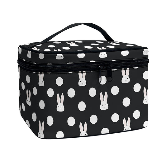 Polka Dot Rabbit Pattern Print Travel Makeup Bag