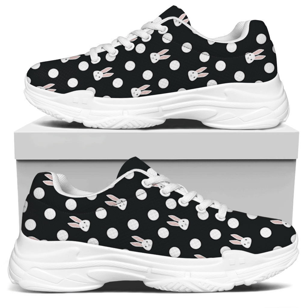 Polka Dot Rabbit Pattern Print White Chunky Shoes