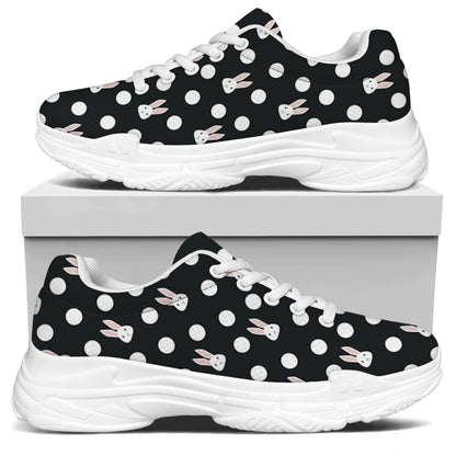 Polka Dot Rabbit Pattern Print White Chunky Shoes