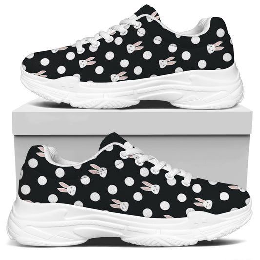 Polka Dot Rabbit Pattern Print White Chunky Shoes