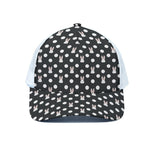 Polka Dot Rabbit Pattern Print White Mesh Trucker Cap
