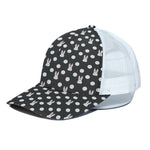 Polka Dot Rabbit Pattern Print White Mesh Trucker Cap