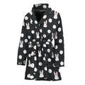 Polka Dot Rabbit Pattern Print Women's Bathrobe