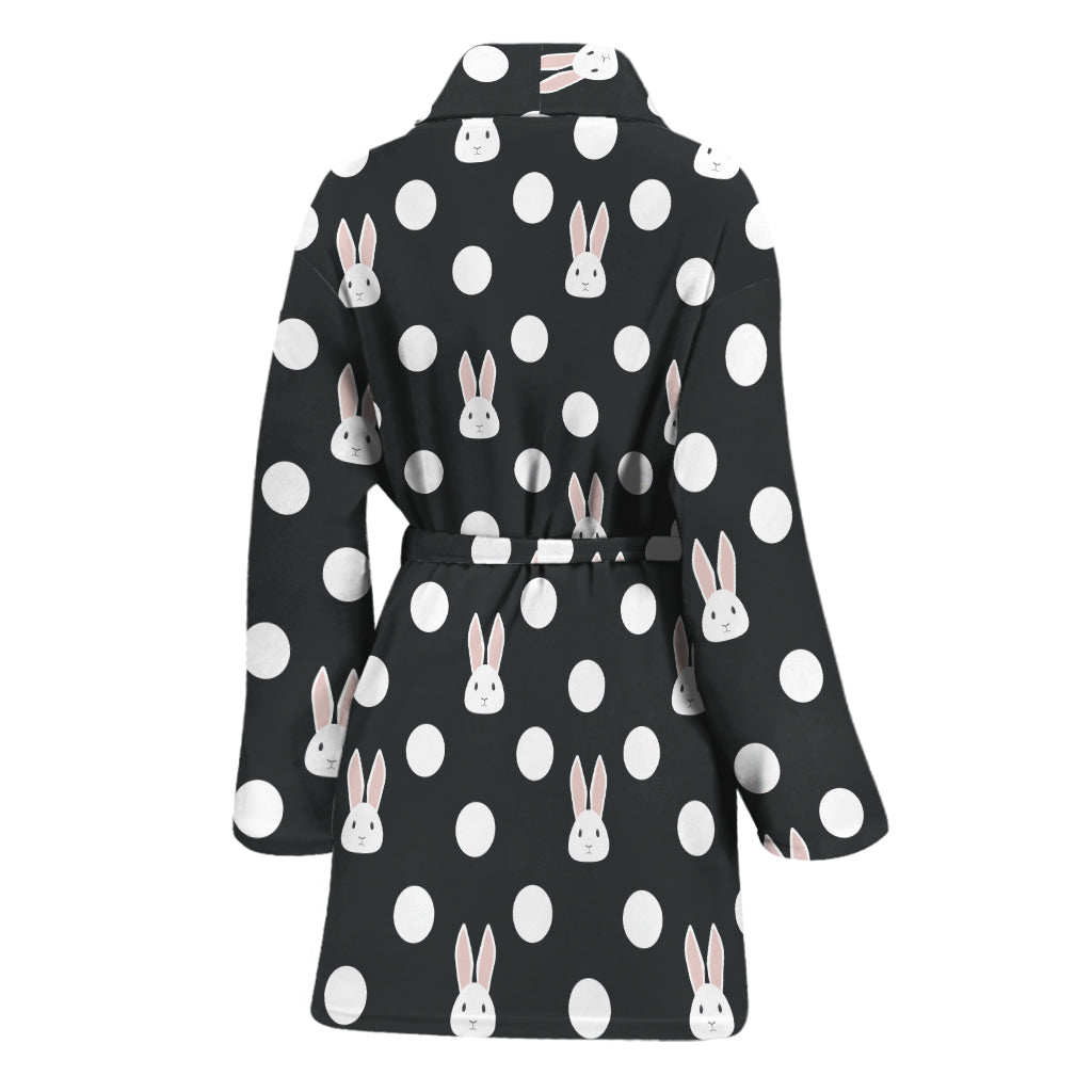 Polka Dot Rabbit Pattern Print Women's Bathrobe