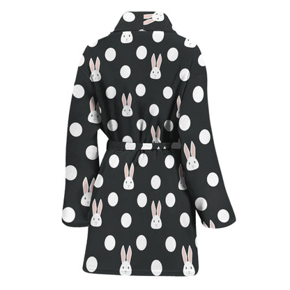 Polka Dot Rabbit Pattern Print Women's Bathrobe