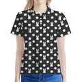 Polka Dot Rabbit Pattern Print Women's Polo Shirt