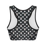 Polka Dot Rabbit Pattern Print Women's Sports Bra