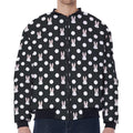 Polka Dot Rabbit Pattern Print Zip Sleeve Bomber Jacket