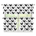 Polka Dot Rooster Pattern Print 3 Piece Kitchen Curtains