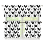 Polka Dot Rooster Pattern Print 3 Piece Kitchen Curtains