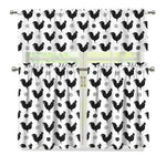 Polka Dot Rooster Pattern Print 3 Piece Kitchen Curtains