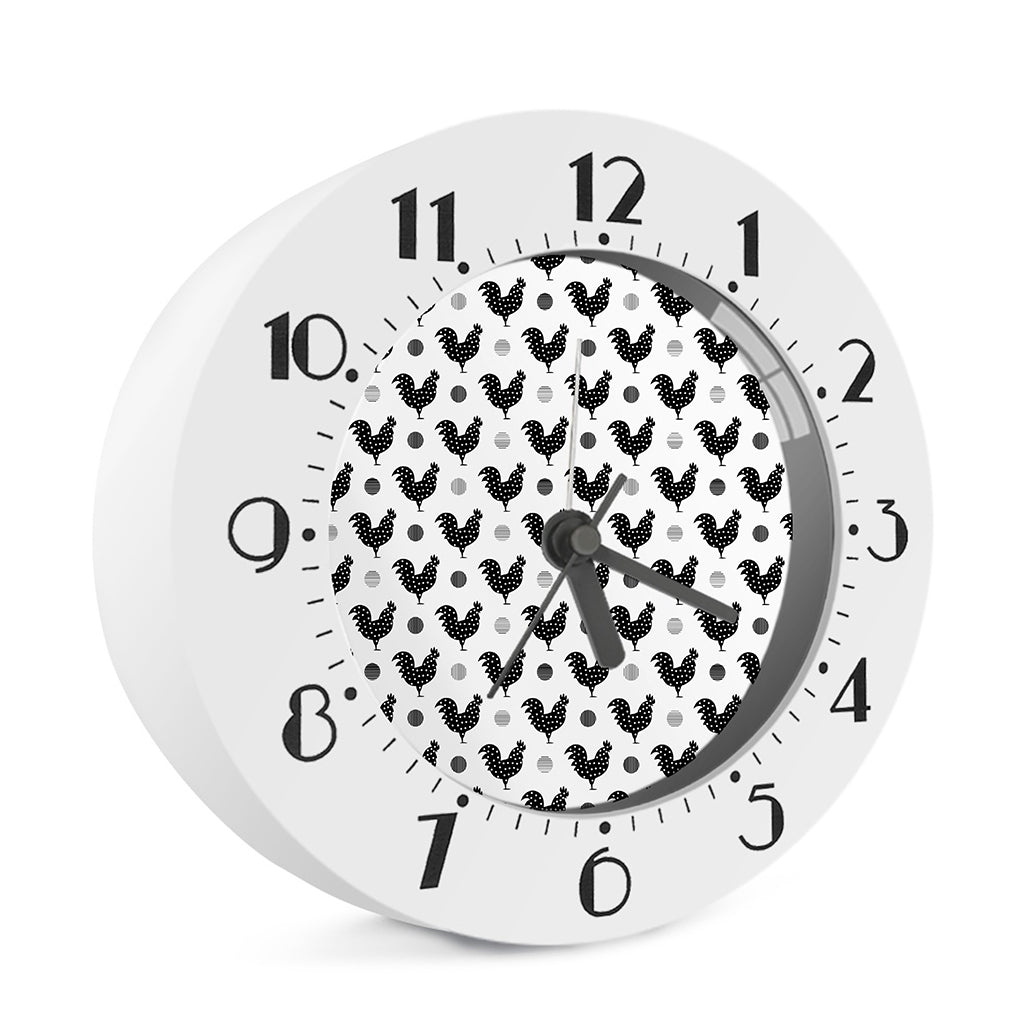 Polka Dot Rooster Pattern Print Alarm Clock