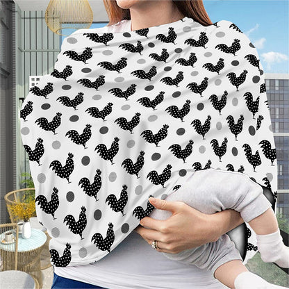 Polka Dot Rooster Pattern Print Baby Seat Cover