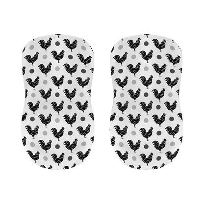 Polka Dot Rooster Pattern Print Bar Stool Covers