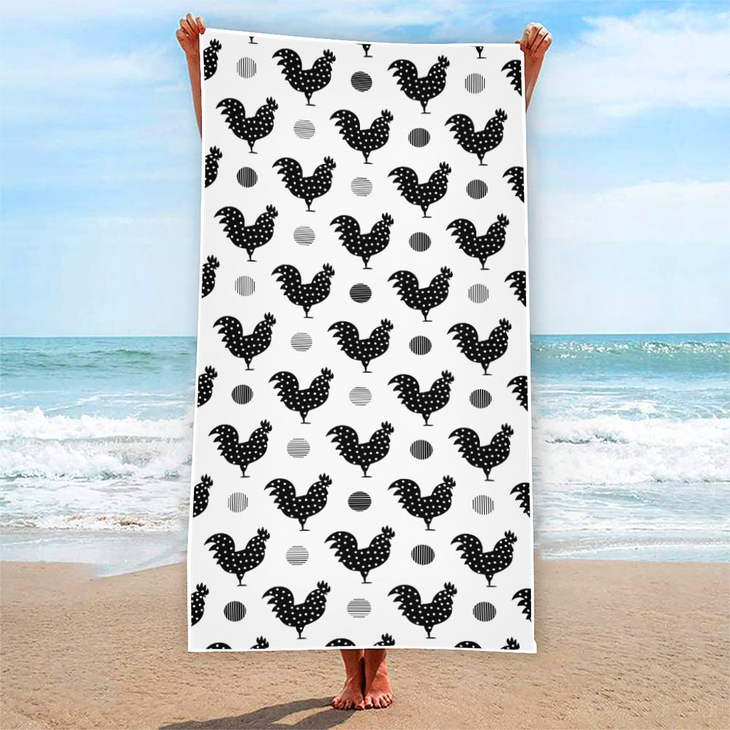 Polka Dot Rooster Pattern Print Beach Towel