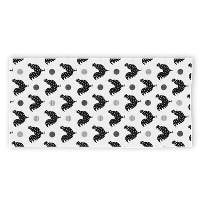 Polka Dot Rooster Pattern Print Beach Towel