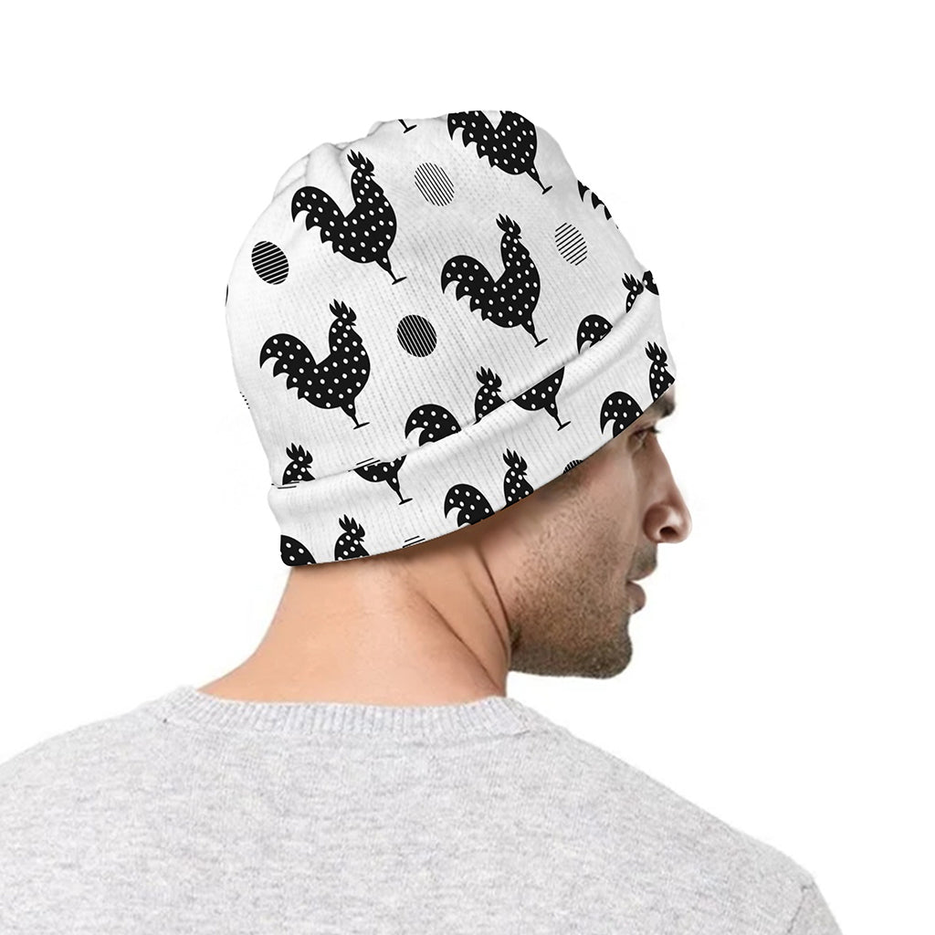 Polka Dot Rooster Pattern Print Beanie