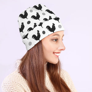 Polka Dot Rooster Pattern Print Beanie