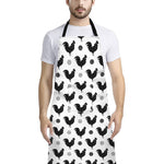Polka Dot Rooster Pattern Print Bib Apron With Pocket