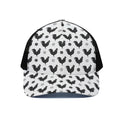 Polka Dot Rooster Pattern Print Black Mesh Trucker Hat