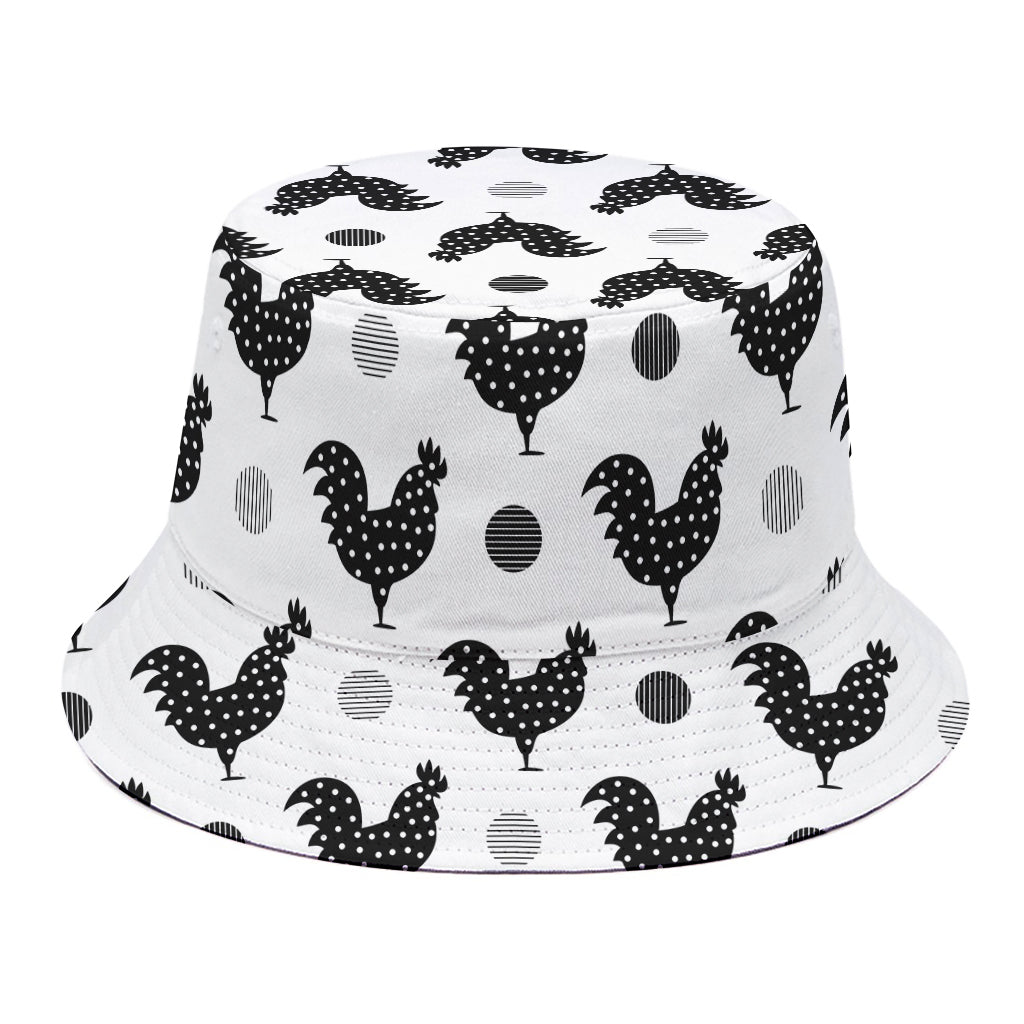 Polka Dot Rooster Pattern Print Bucket Hat