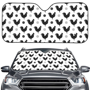 Polka Dot Rooster Pattern Print Car Windshield Sun Shade