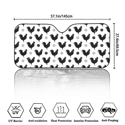 Polka Dot Rooster Pattern Print Car Windshield Sun Shade