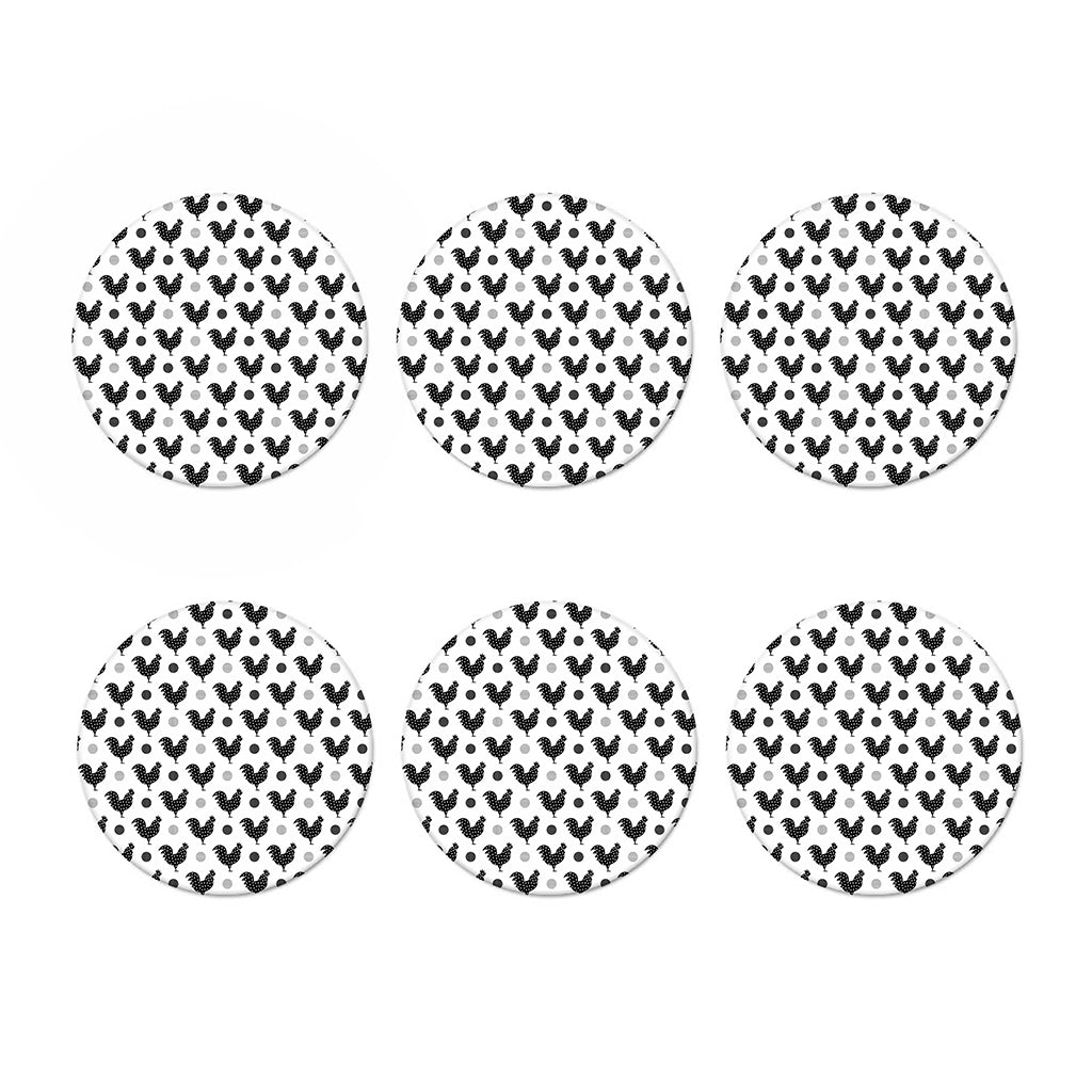 Polka Dot Rooster Pattern Print Coaster Set