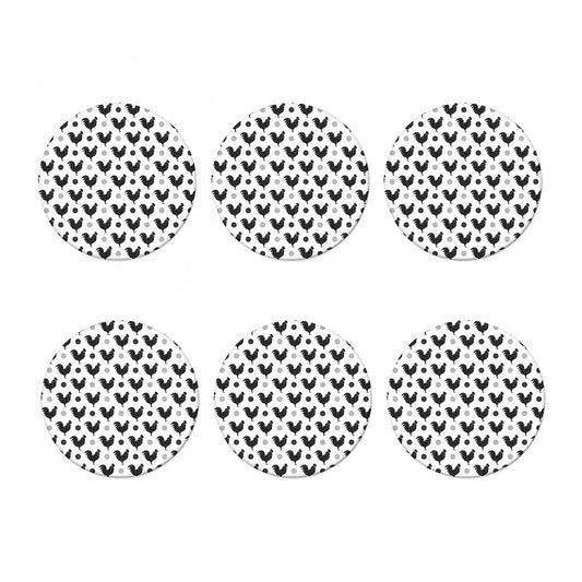 Polka Dot Rooster Pattern Print Coaster Set