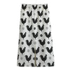 Polka Dot Rooster Pattern Print Cotton Front Slit Maxi Skirt