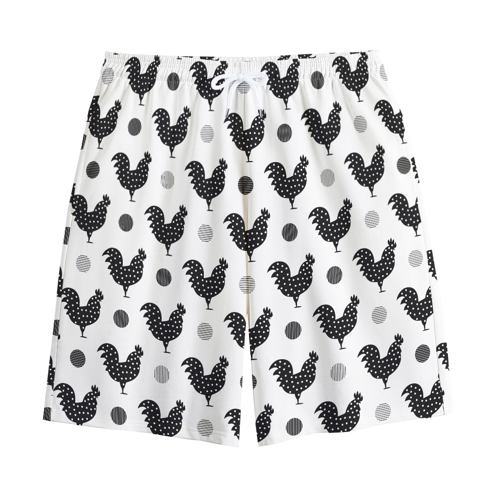 Polka Dot Rooster Pattern Print Cotton Shorts