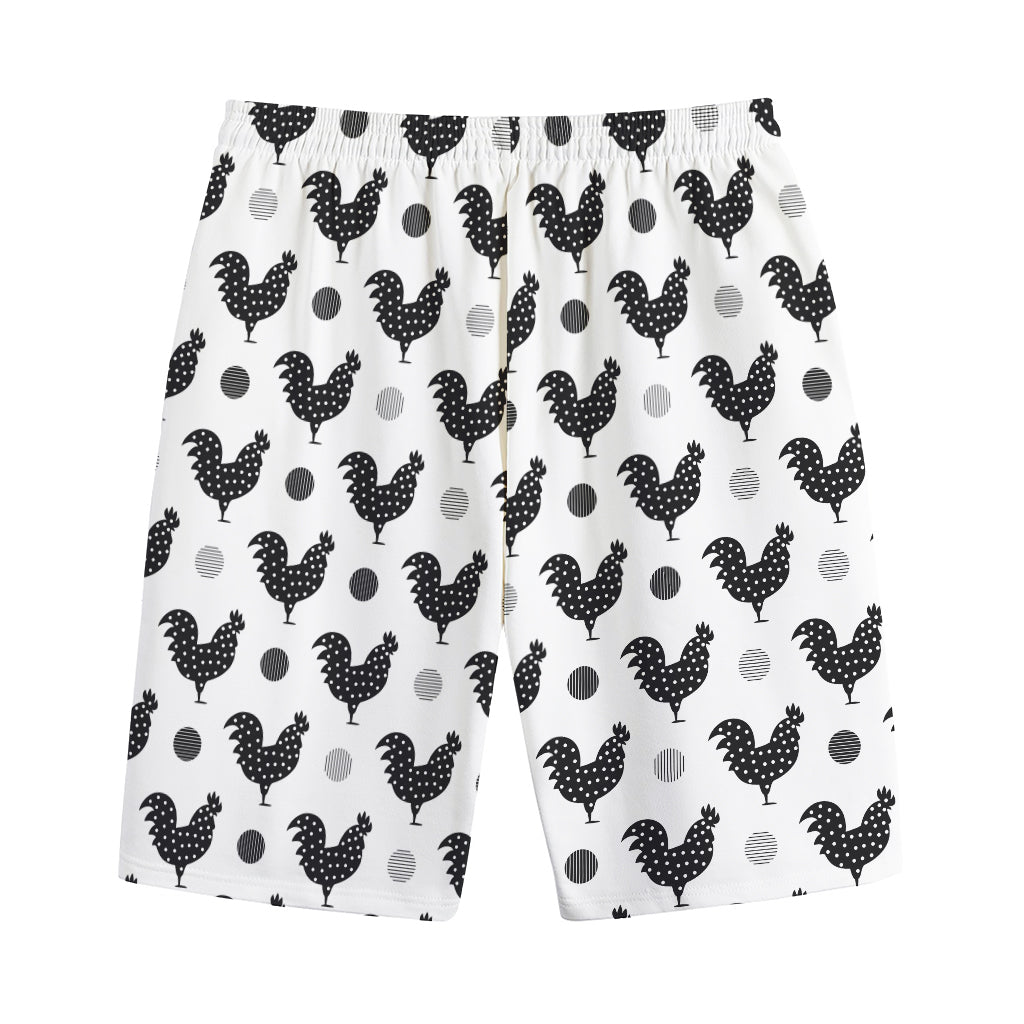 Polka Dot Rooster Pattern Print Cotton Shorts