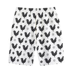 Polka Dot Rooster Pattern Print Cotton Shorts