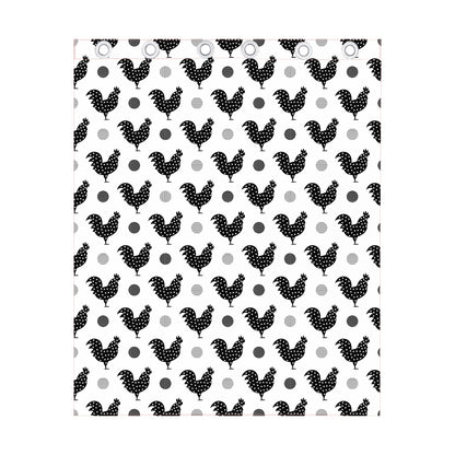 Polka Dot Rooster Pattern Print Curtain