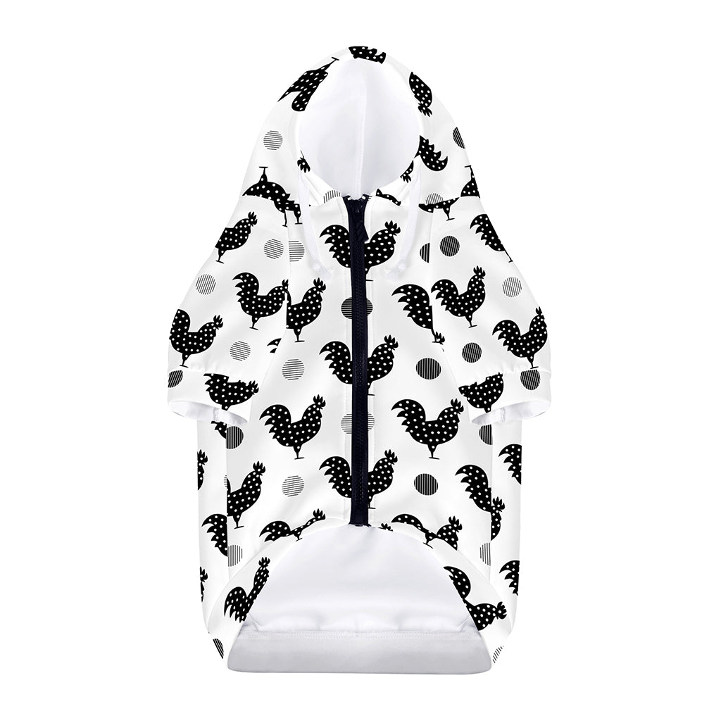 Polka Dot Rooster Pattern Print Dog Zip Up Hoodie