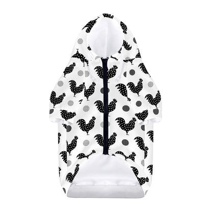 Polka Dot Rooster Pattern Print Dog Zip Up Hoodie