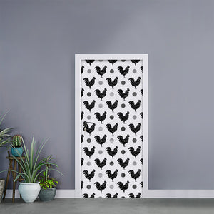 Polka Dot Rooster Pattern Print Door Sticker