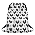 Polka Dot Rooster Pattern Print Drawstring Backpack