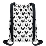Polka Dot Rooster Pattern Print Drawstring Backpack