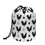 Polka Dot Rooster Pattern Print Drawstring Makeup Bag