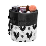 Polka Dot Rooster Pattern Print Drawstring Makeup Bag