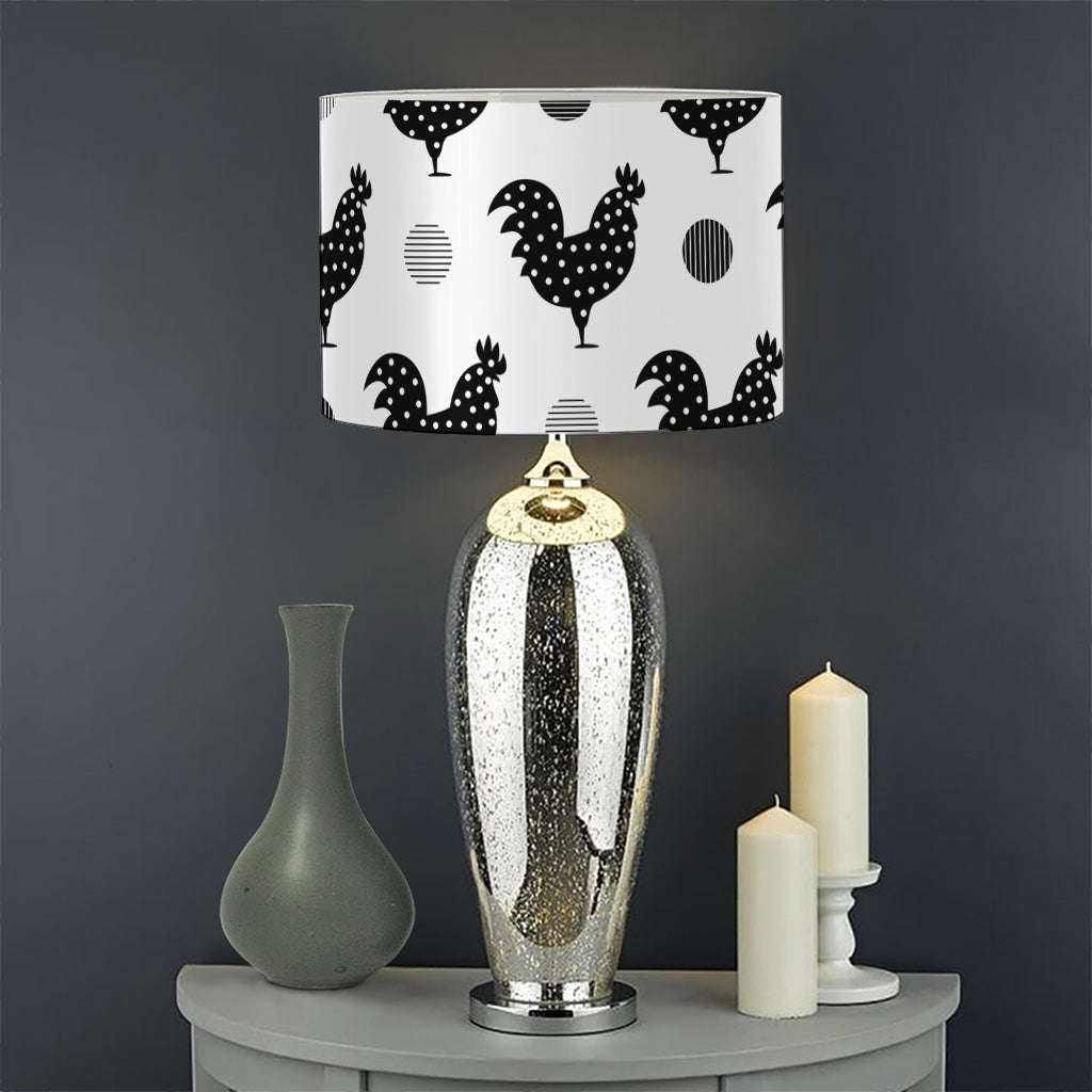 Polka Dot Rooster Pattern Print Drum Lamp Shade