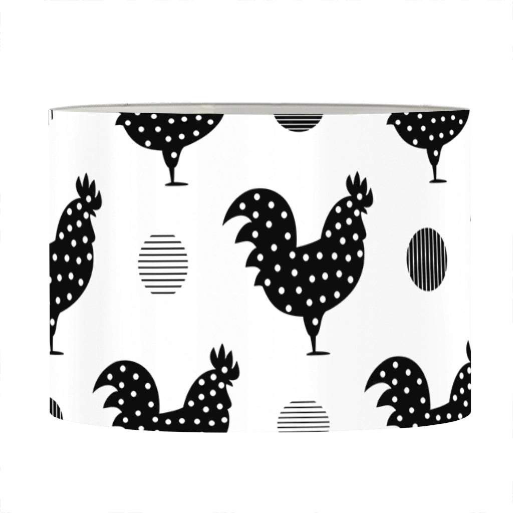 Polka Dot Rooster Pattern Print Drum Lamp Shade