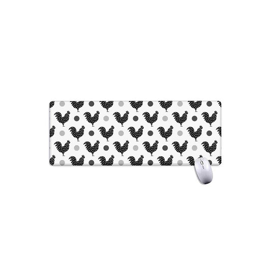 Polka Dot Rooster Pattern Print Extended Mouse Pad